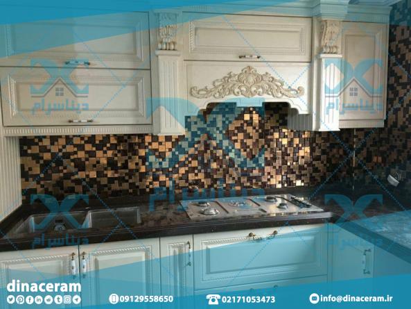 انواع کاشی آشپزخانه سه بعدی بین کابینت
